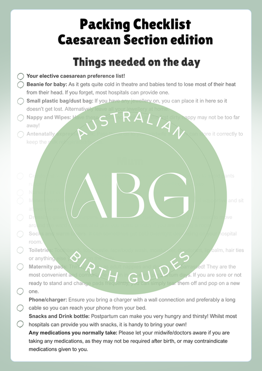 Caesarean Packing Checklist
